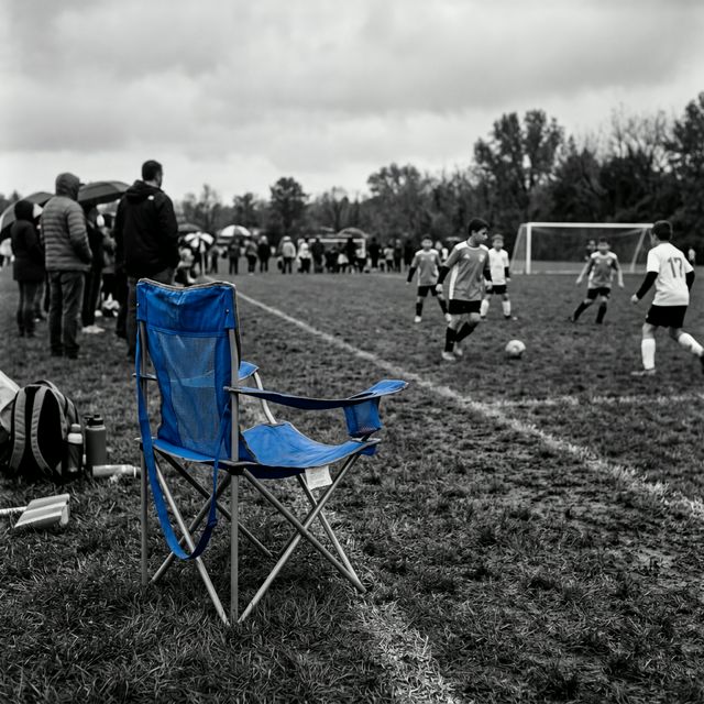 Empty chair at soccer game