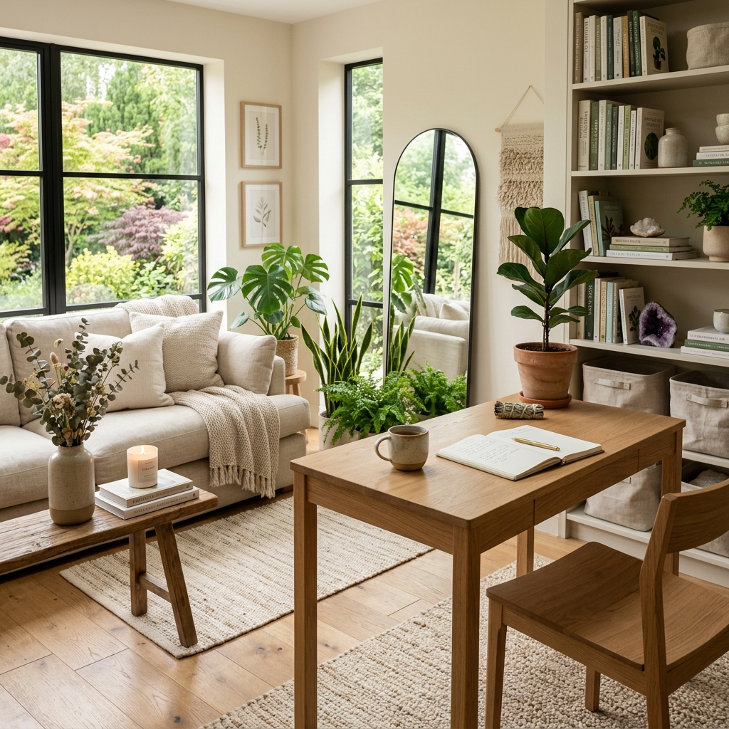 Bright and peaceful holistic workspace