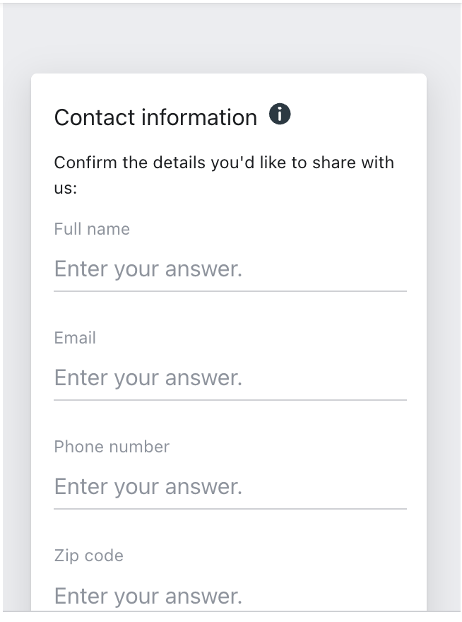 Contact information step of the SPCL Tech Meta lead form, with fields for full name, email, phone number and ZIP code.